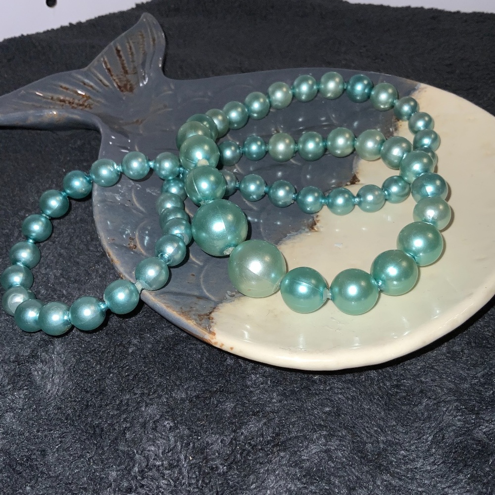 Light Turquoise Beaded Rope Necklace - Picture 2 of 3